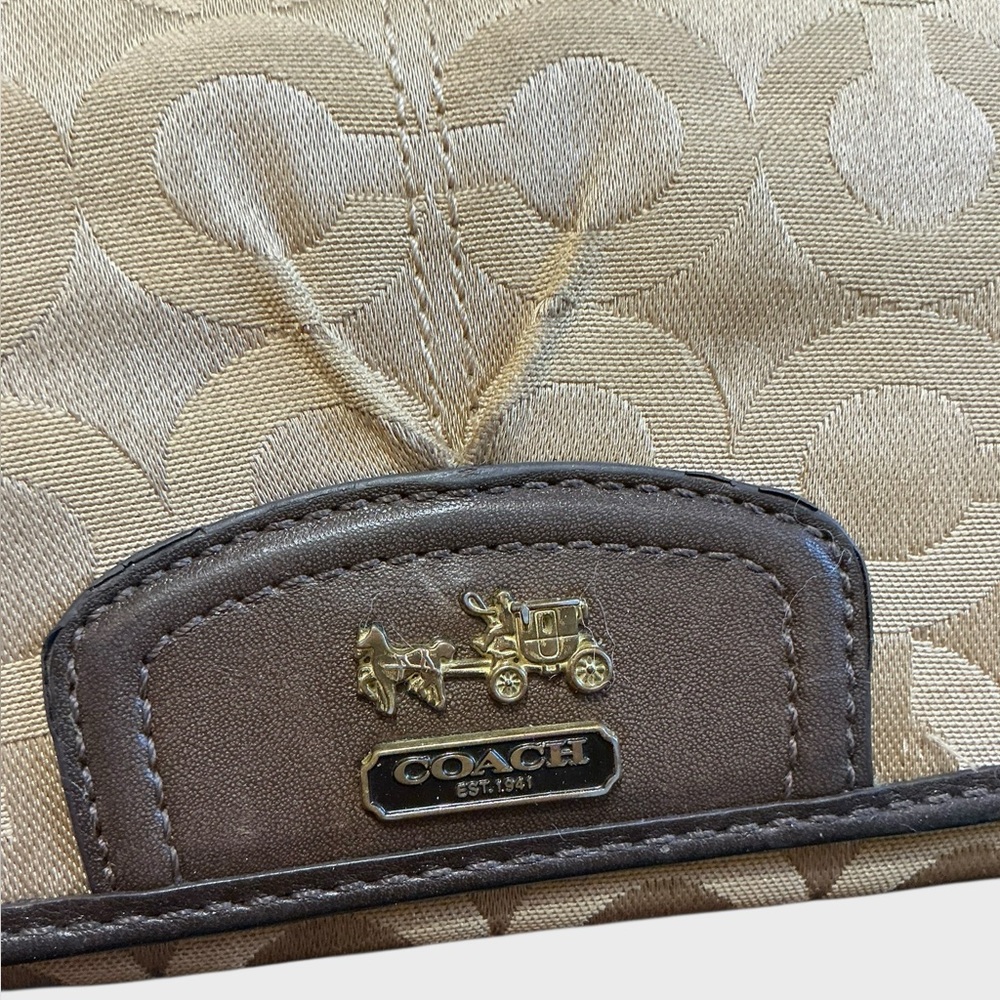 Coach Madison OP Art Signature Sateen Slim Envelope Wallet Brown Beige - Picture 3 of 11